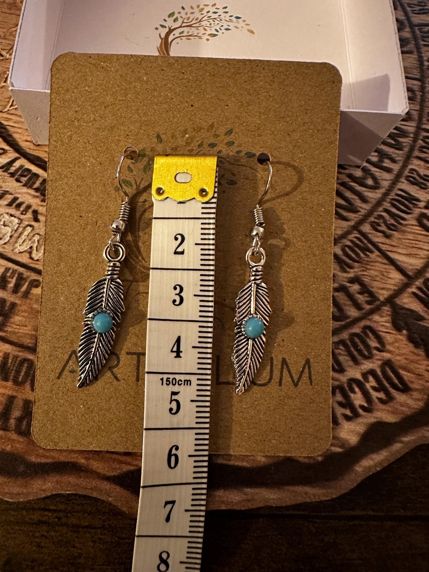 Blue Accent Feather Earrings | Nature-Inspired Hypoallergenic Jewelry