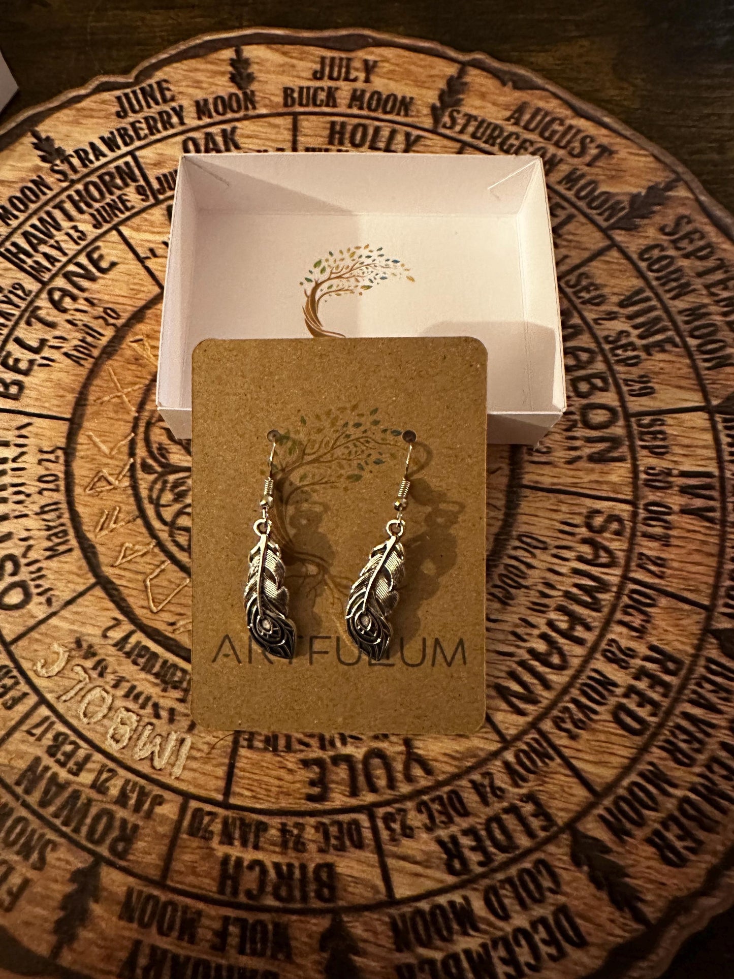 Elegant Peacock Feather Dangle Earrings | Metal Art Jewelry