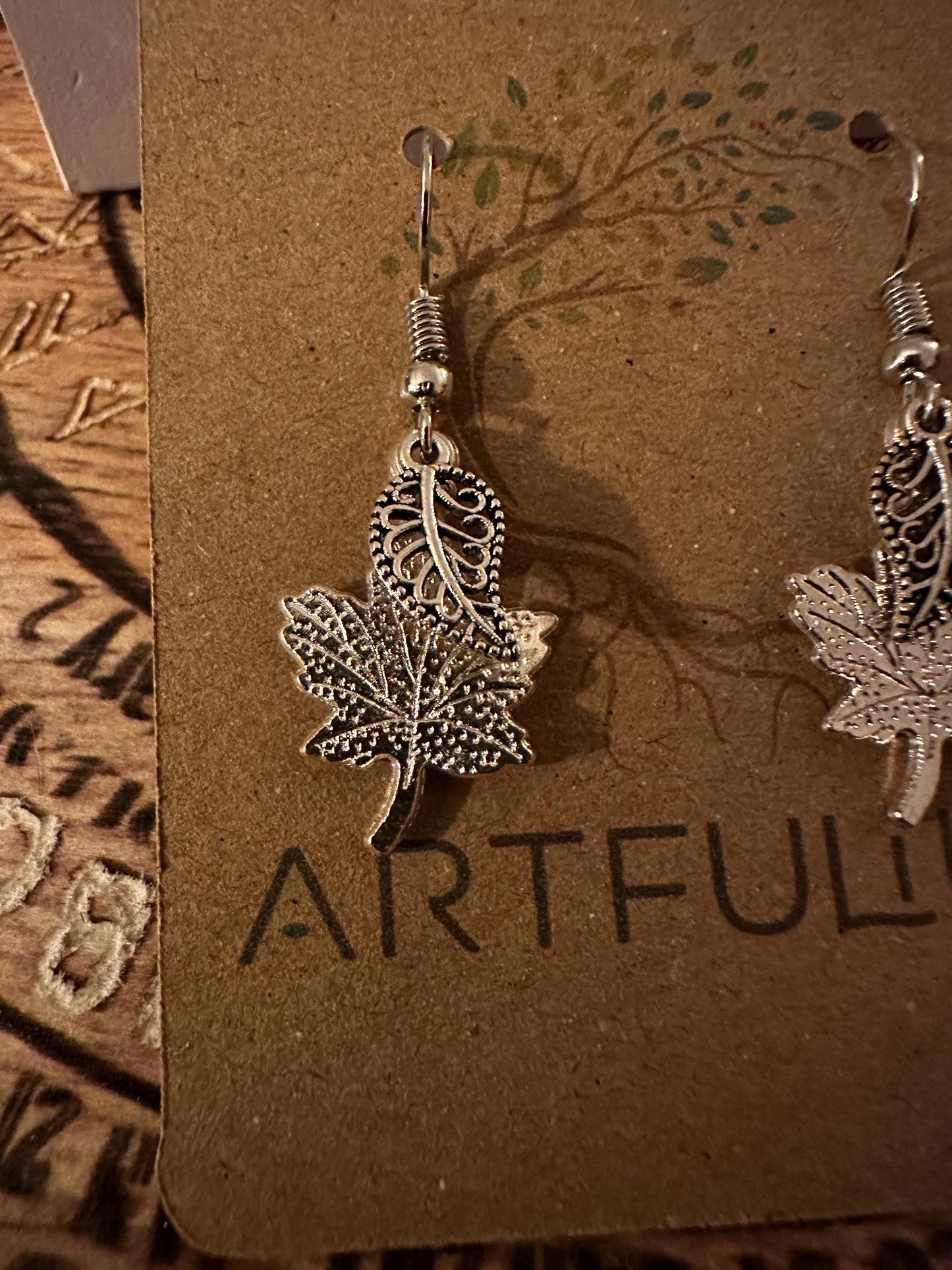Autumn Oak Leaf Earrings – Hypoallergenic Dangle Jewelry for Sensitive Ears – Pewter Finish Gift for Women