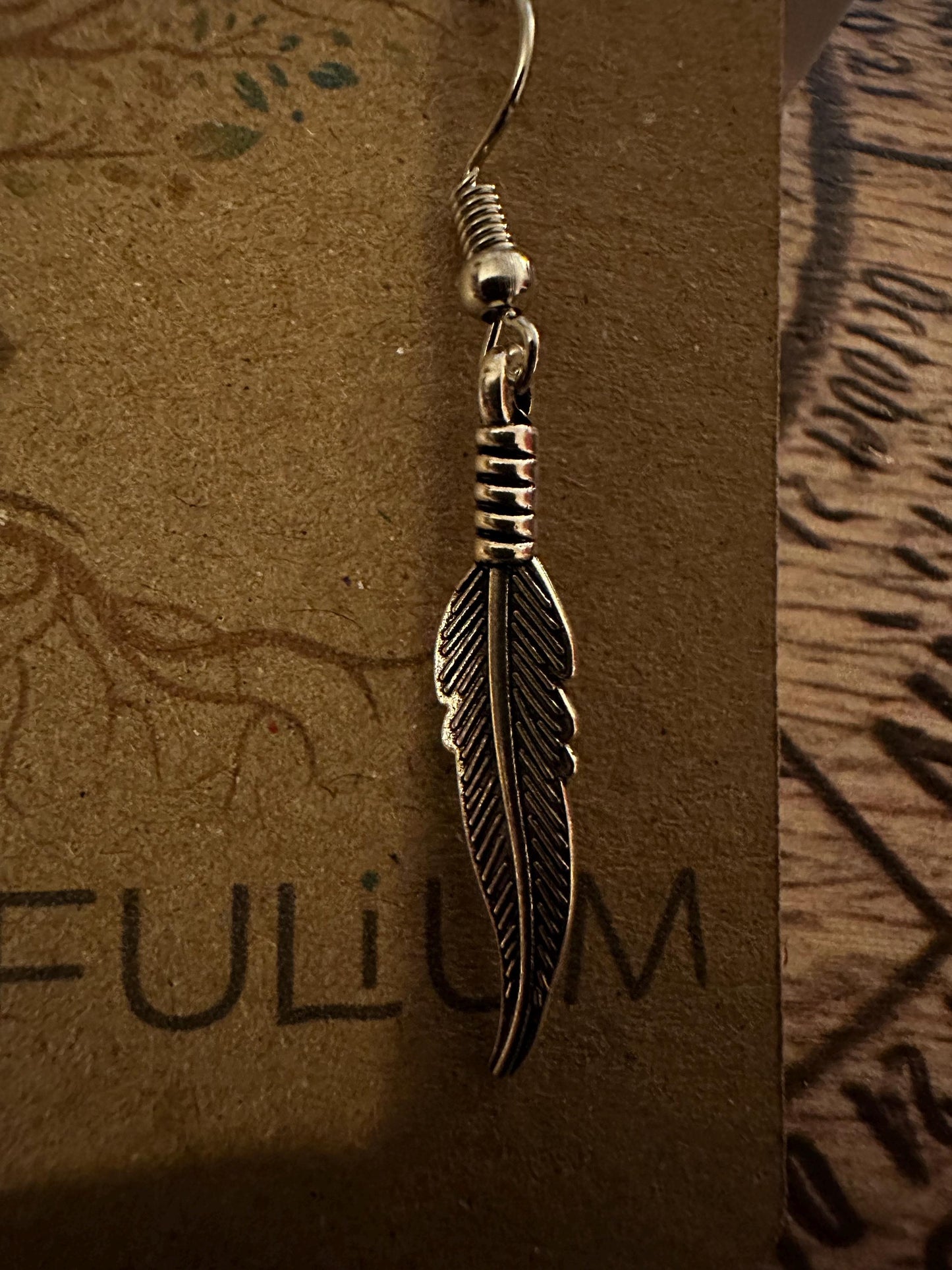 Delicate Single Feather Dangle Earrings | Nature-Inspired Jewelry