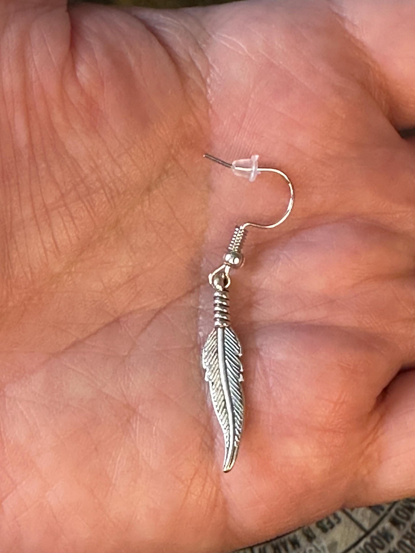 Delicate Single Feather Dangle Earrings | Nature-Inspired Jewelry