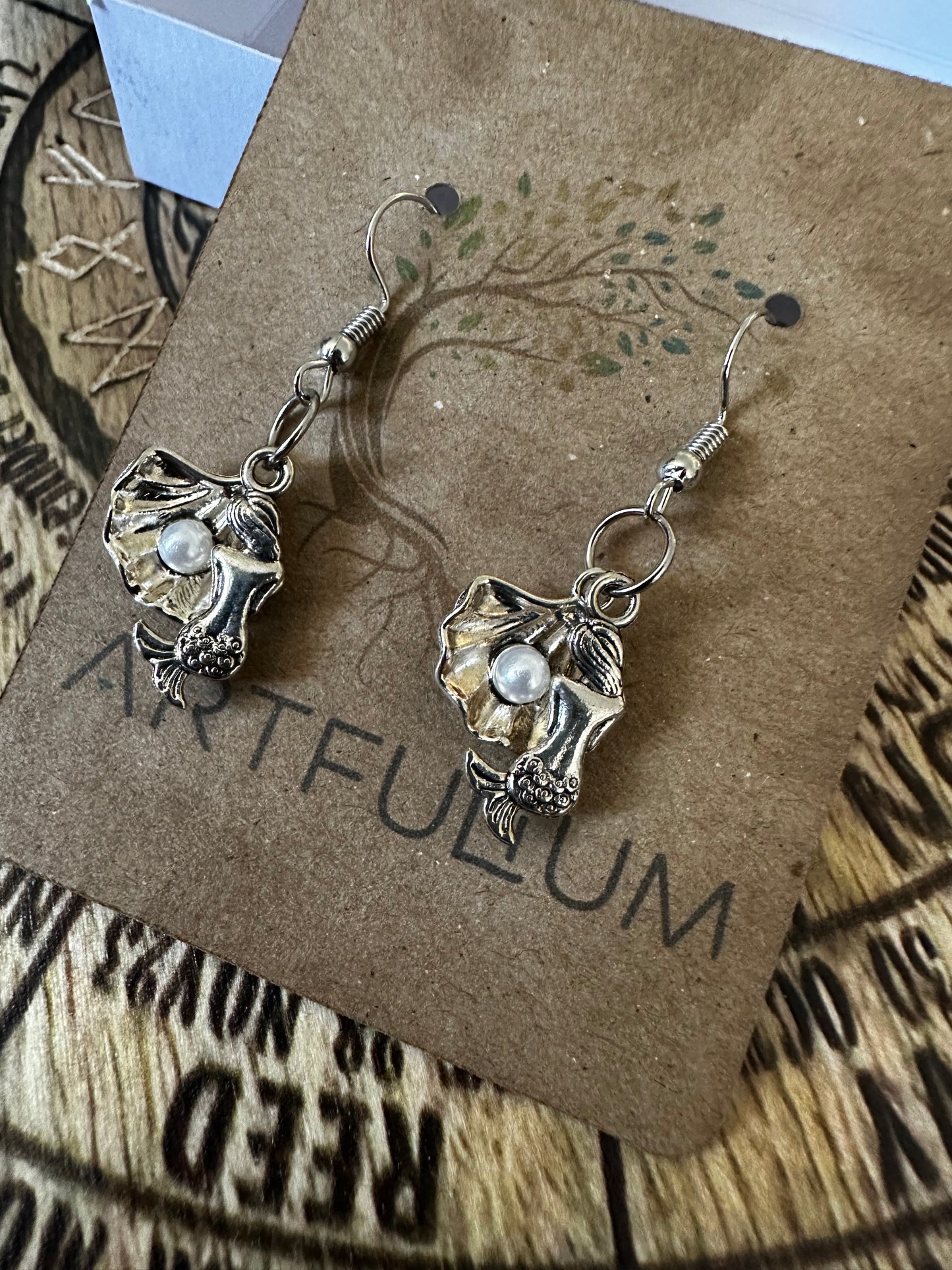Mermaid & Pearl Drop Earrings – Ocean-Inspired Charm