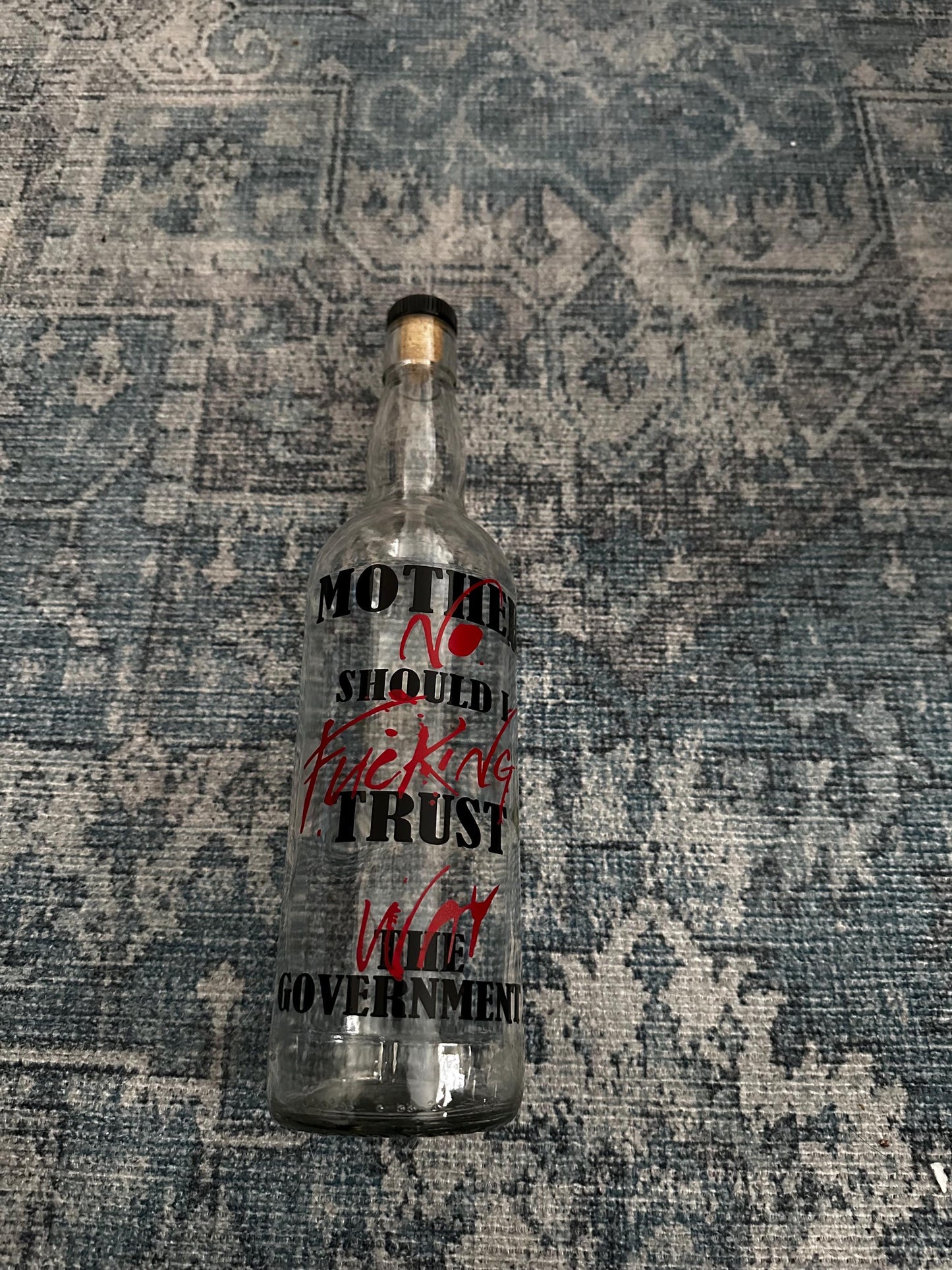 Pink Floyd 'Mother' Lyrics Glass Bottle | Handmade Vinyl Art Decor | Explicit Song Quote Gift for Fans | The Wall Inspired