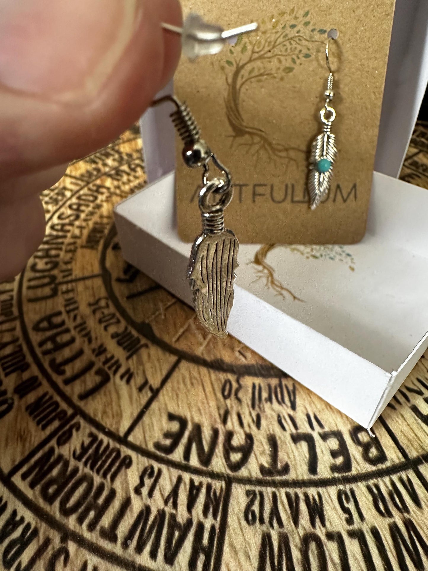 Blue Accent Feather Earrings | Nature-Inspired Hypoallergenic Jewelry