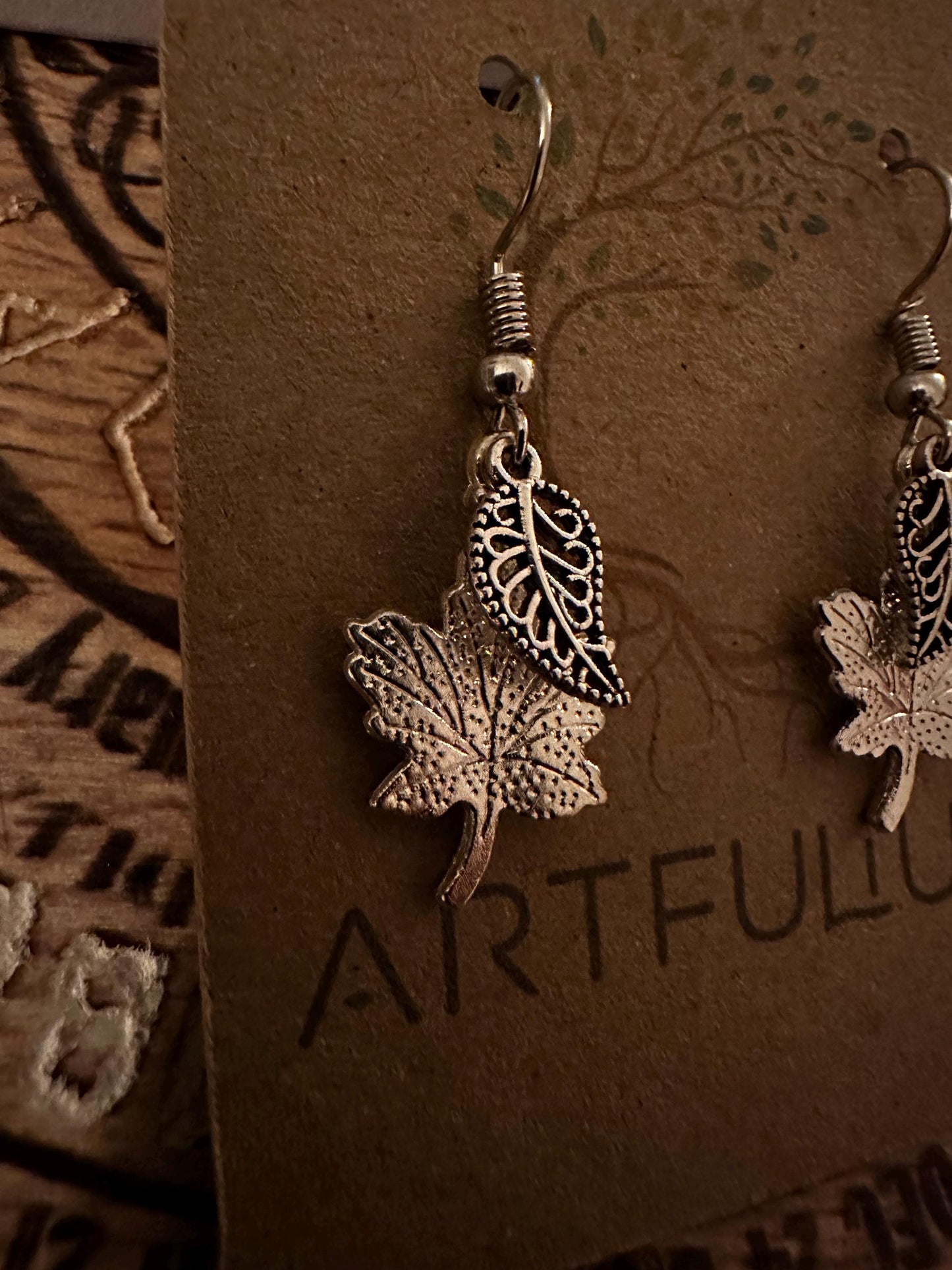 Autumn Oak Leaf Earrings – Hypoallergenic Dangle Jewelry for Sensitive Ears – Pewter Finish Gift for Women