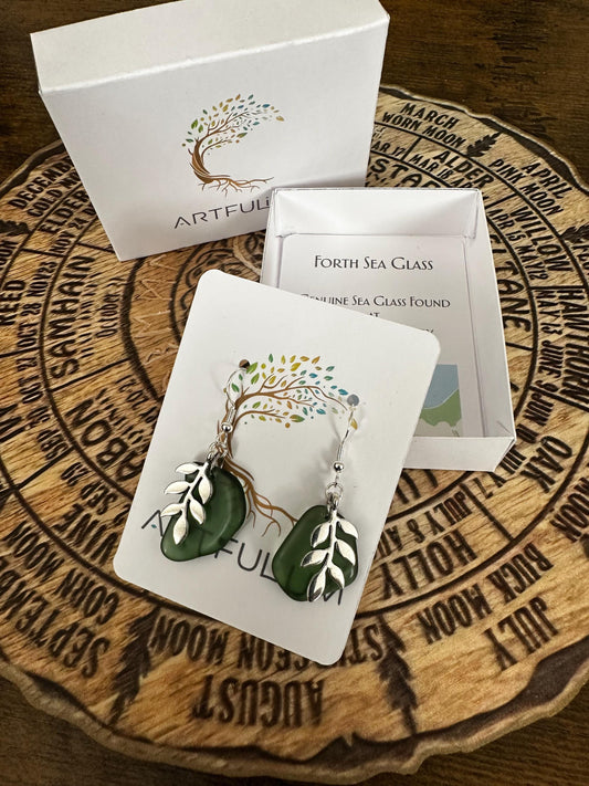 Scottish Seaglass Drop Earrings • Silver Plated Dangle • South Queensferry Coastal Charm Jewelry Gift
