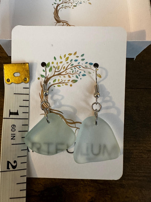 Unique Handmade Seafoam Sea Glass Earrings | Ethically Sourced Edinburgh Coast | Hypoallergenic Stainless Steel Dangle Jewellery