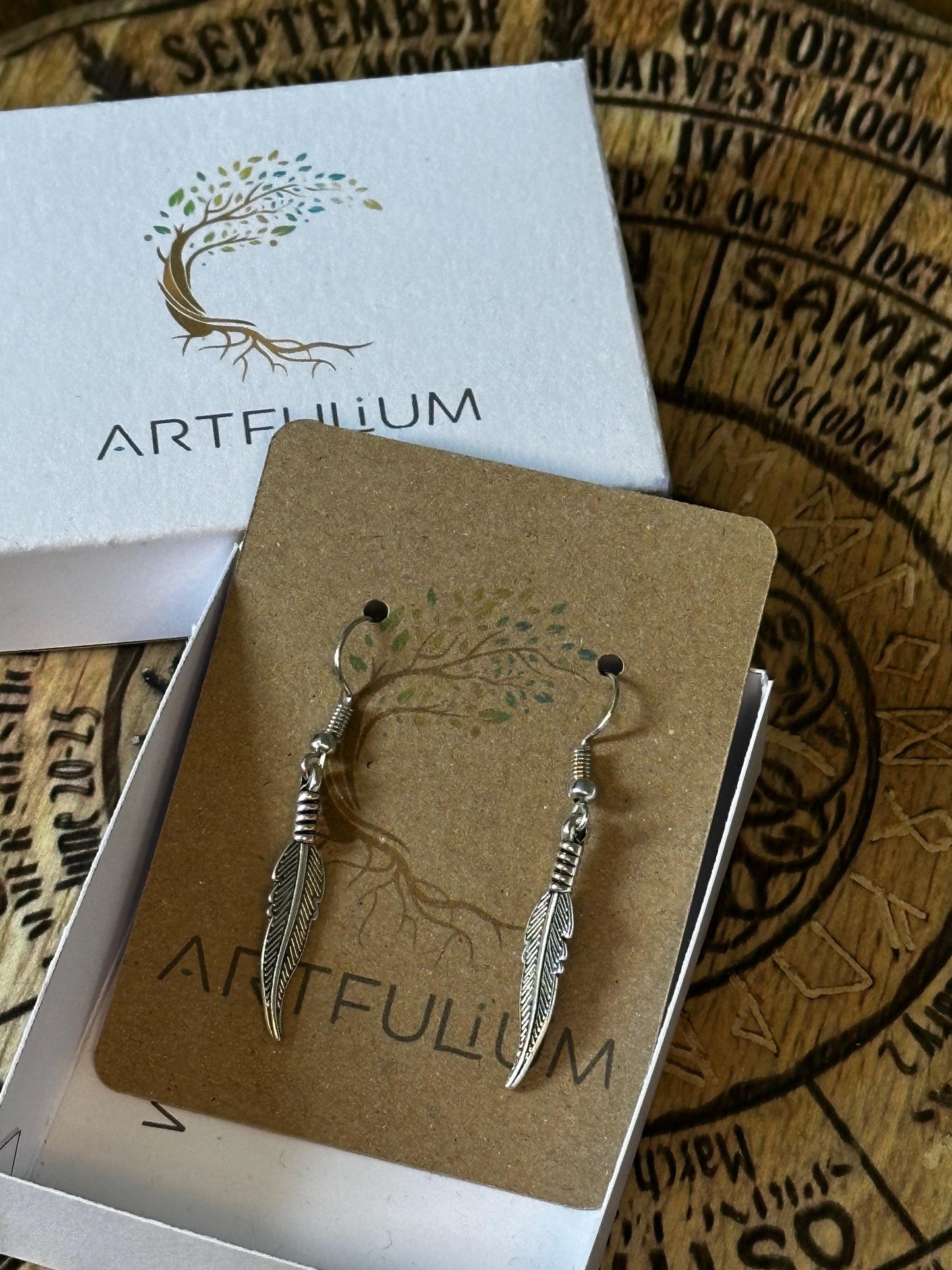 Delicate Single Feather Dangle Earrings | Nature-Inspired Jewelry