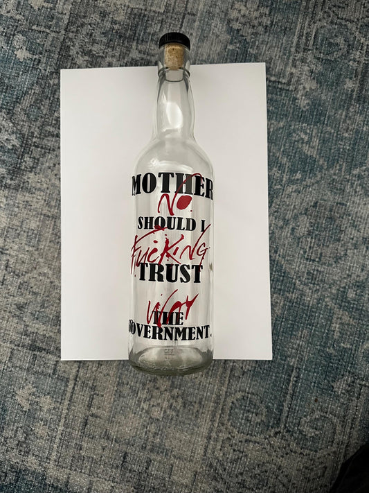 Pink Floyd 'Mother' Lyrics Glass Bottle | Handmade Vinyl Art Decor | Explicit Song Quote Gift for Fans | The Wall Inspired