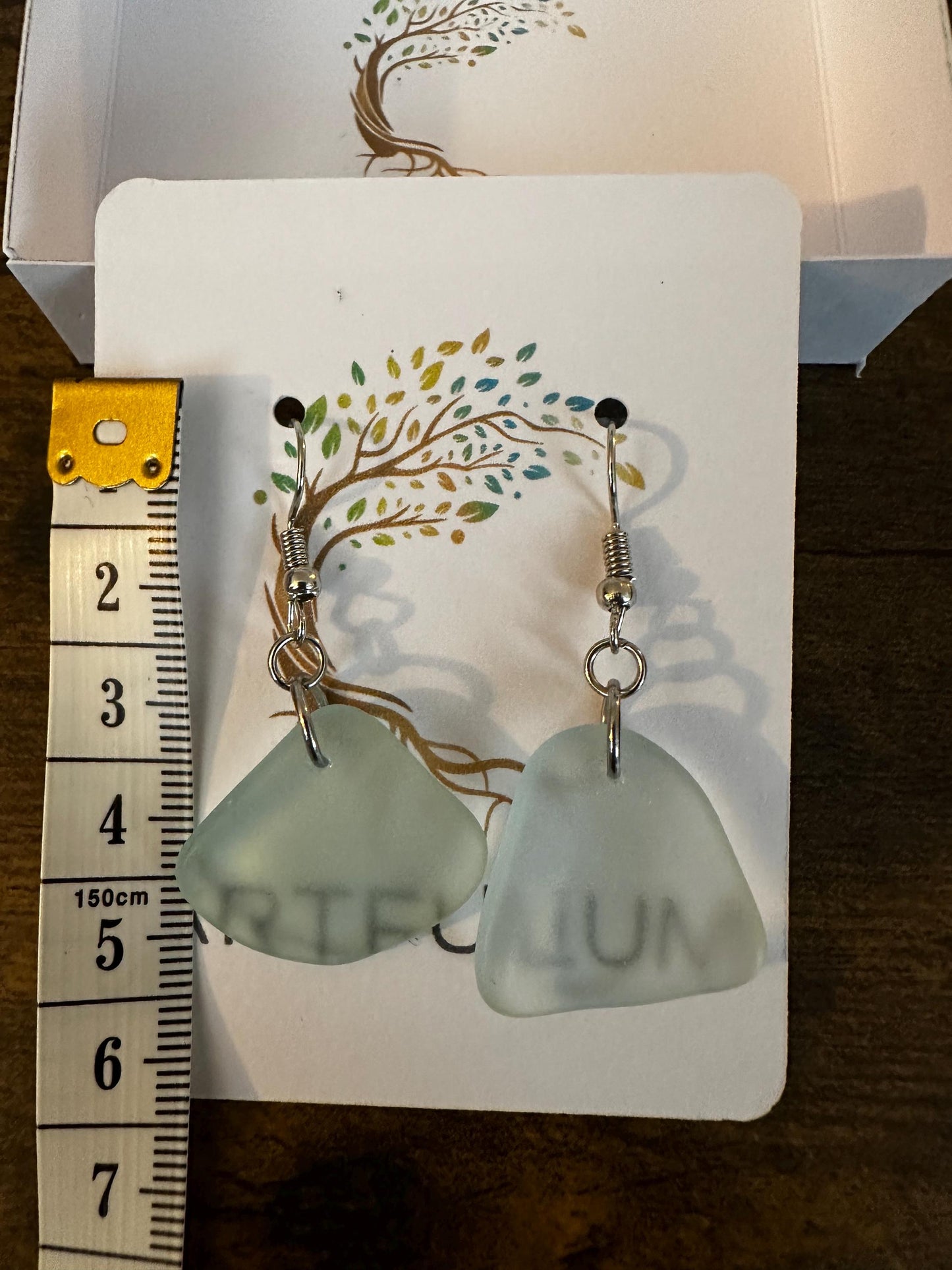 Unique Handmade Seafoam Sea Glass Earrings | Ethically Sourced Edinburgh Coast | Hypoallergenic Stainless Steel Dangle Jewellery