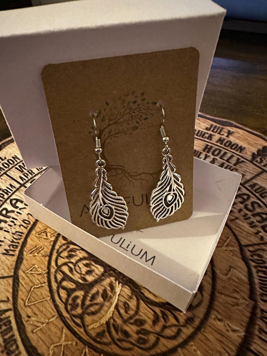 Large Peacock Feather Statement Earrings | Bold Nature Jewelry