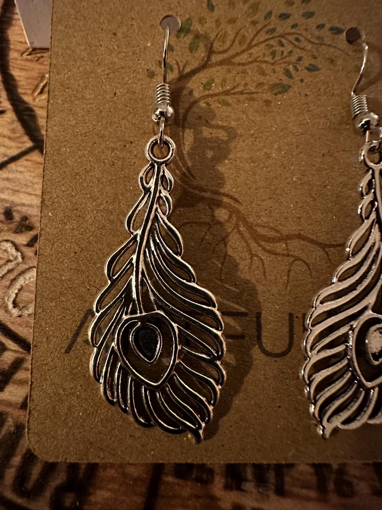 Large Peacock Feather Statement Earrings | Bold Nature Jewelry