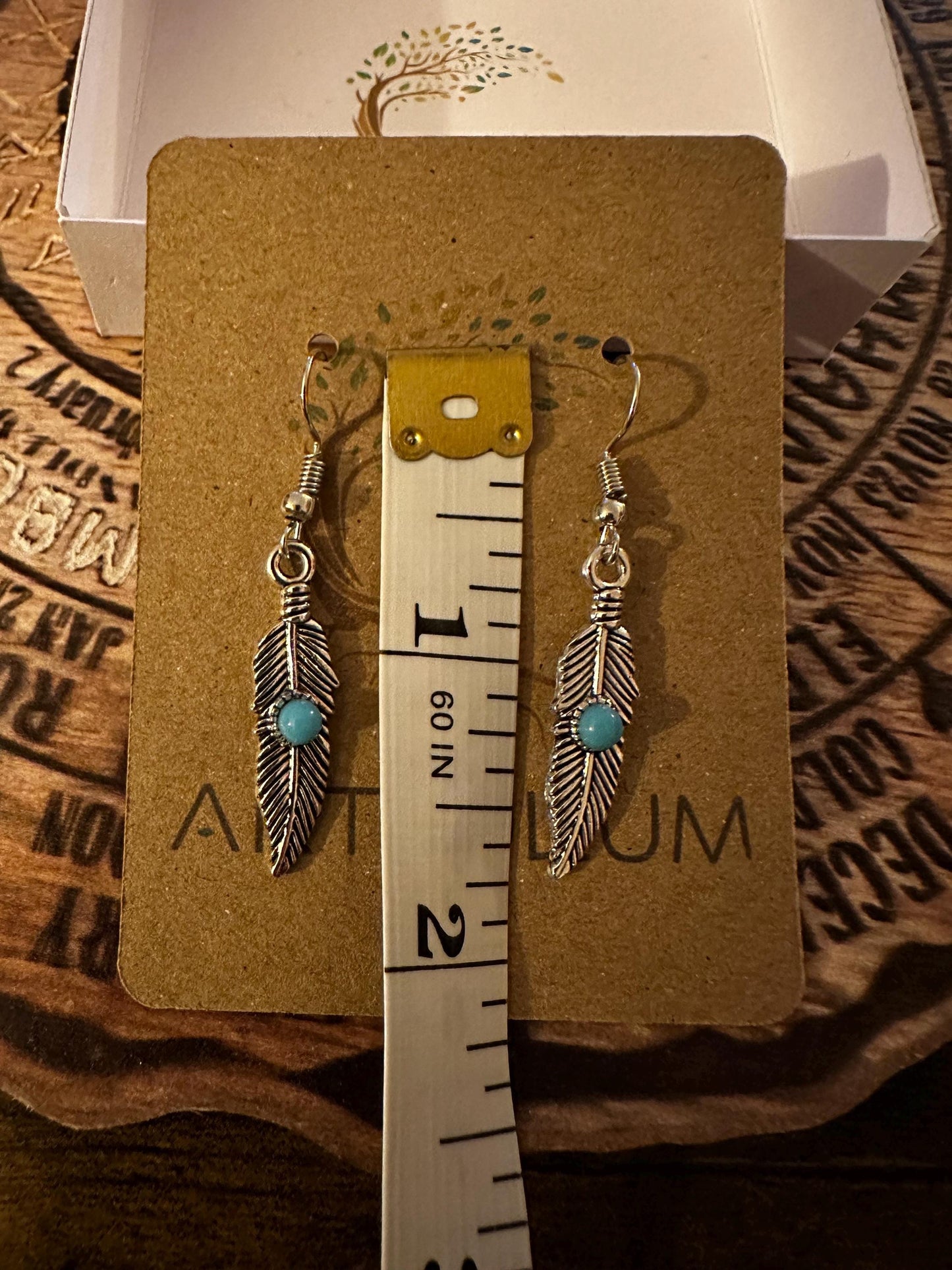 Blue Accent Feather Earrings | Nature-Inspired Hypoallergenic Jewelry