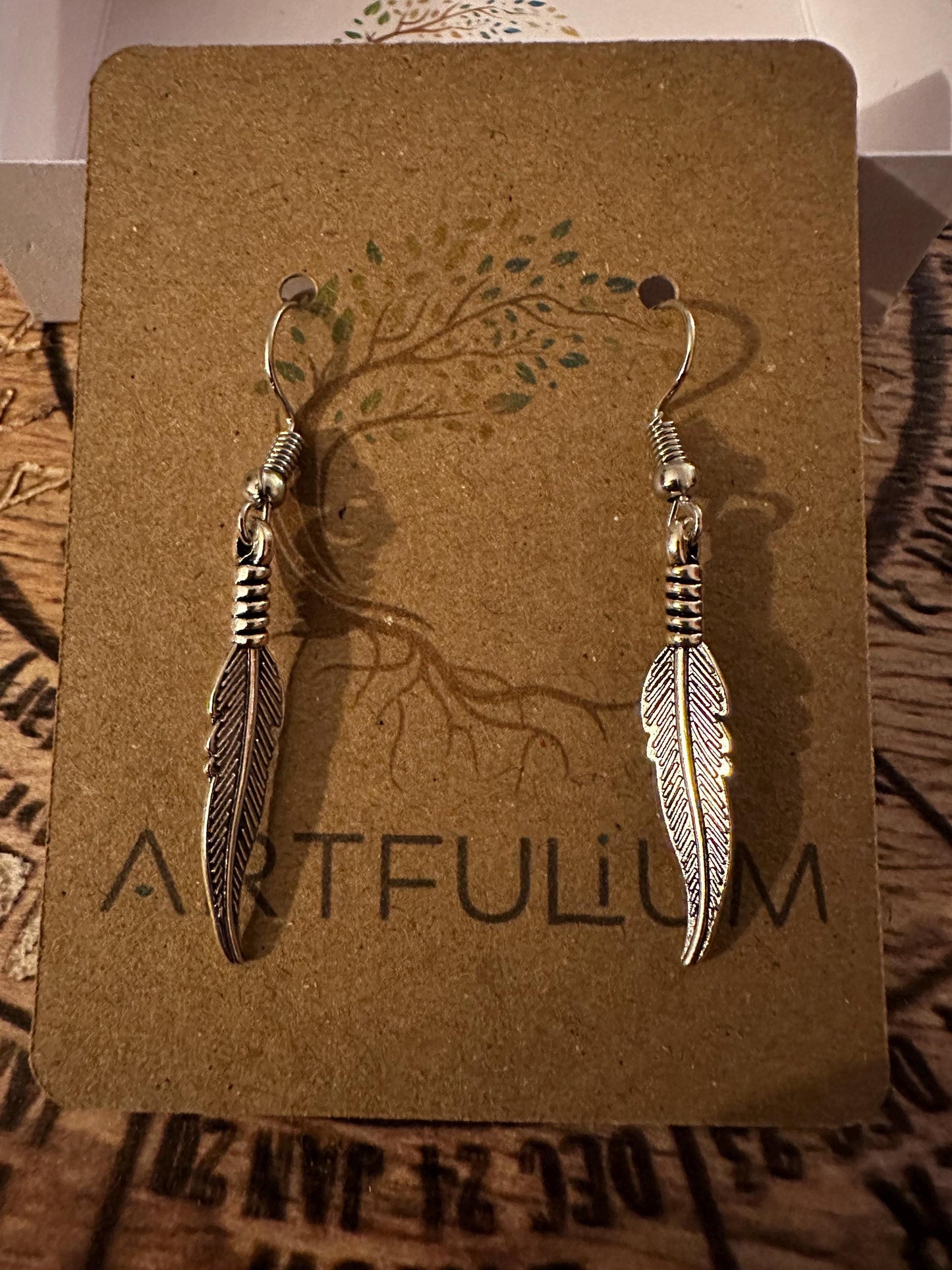 Delicate Single Feather Dangle Earrings | Nature-Inspired Jewelry
