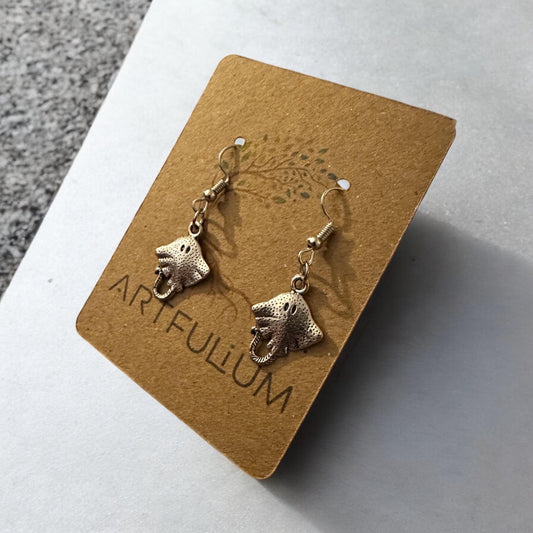 Handmade Manta Ray Earrings – Hypoallergenic Ocean Jewelry with Pewter Accents – Unique Gift for Her