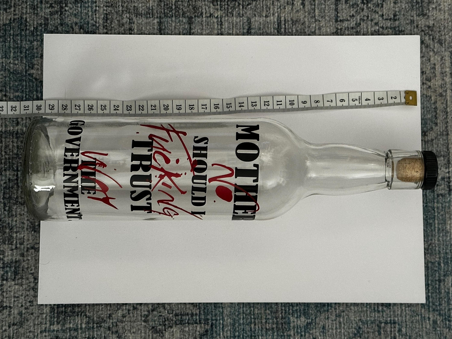 Pink Floyd 'Mother' Lyrics Glass Bottle | Handmade Vinyl Art Decor | Explicit Song Quote Gift for Fans | The Wall Inspired